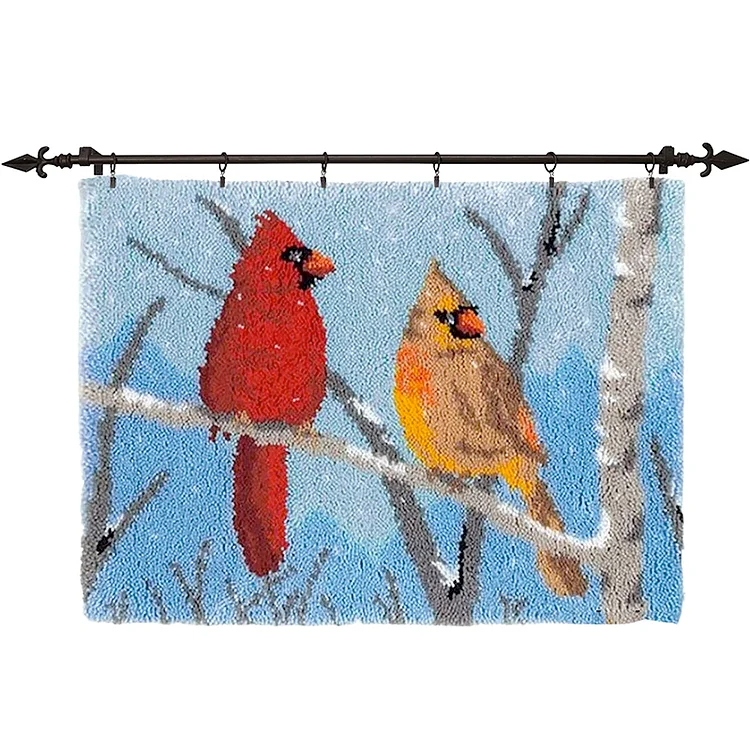 Two Cardinal Bird Rug Latch Hook Kits for Beginners