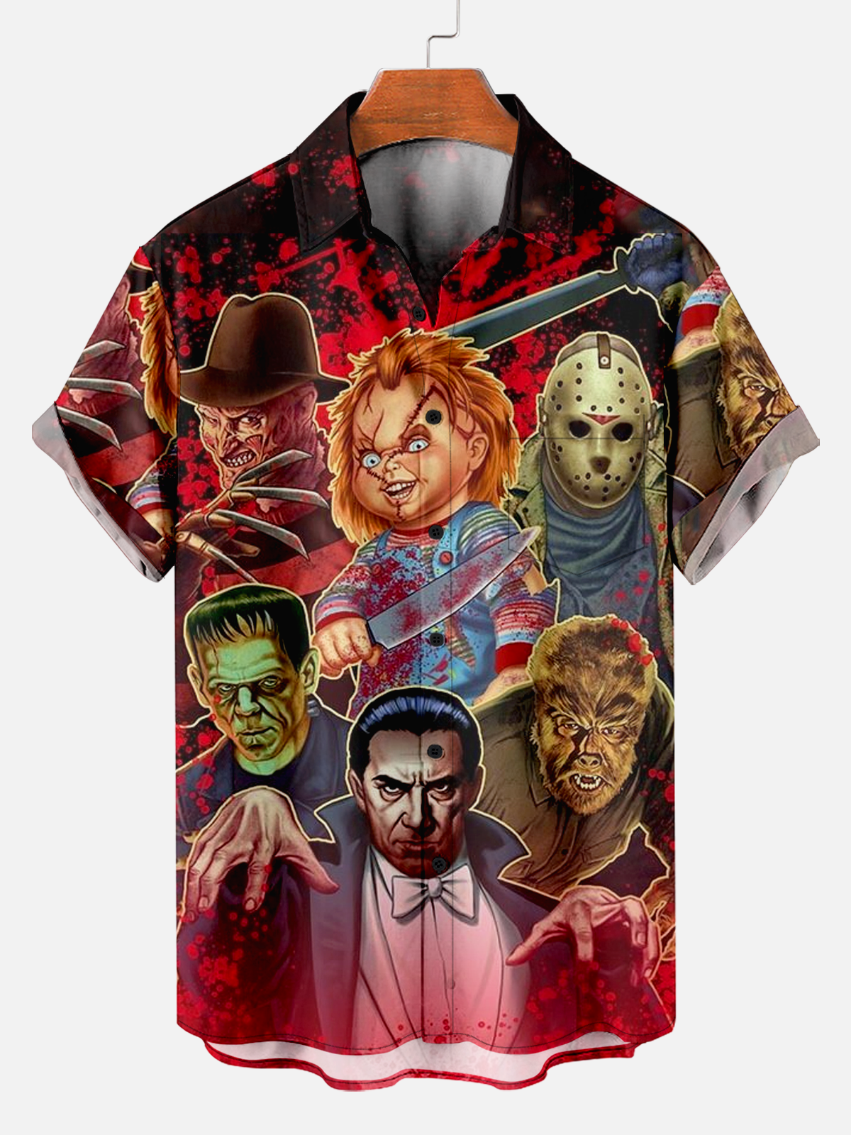 Men's Comfortable Horror Exciting Halloween Print Shirt PLUSCLOTHESMAN