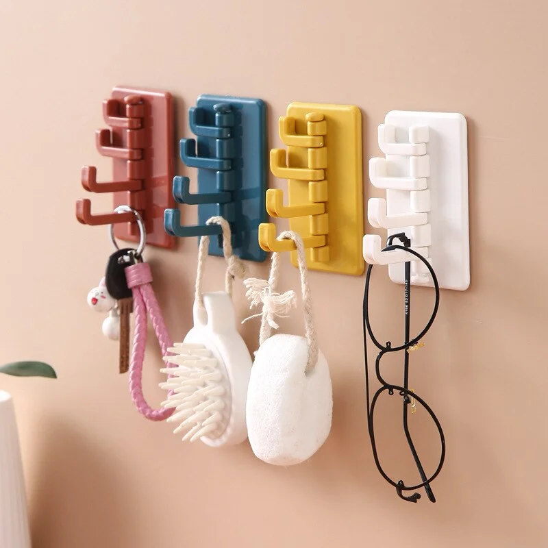 Key Holder Wall Row Hook Multi-Functional Strong Perforation-Free Bathroom Wall Hook Door Hat Hanger Home Decoration Accessories