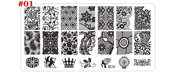 1Pcs 20 Patterns Stainless Steel Nail Art Stamping Plates Nail Seal Manicure Polaco Printer Tool Templates Nail Stamp Stencils