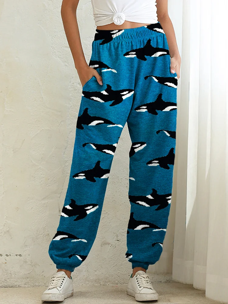 Wearshes Ocean Whale Art Pattern Casual Sweatpants