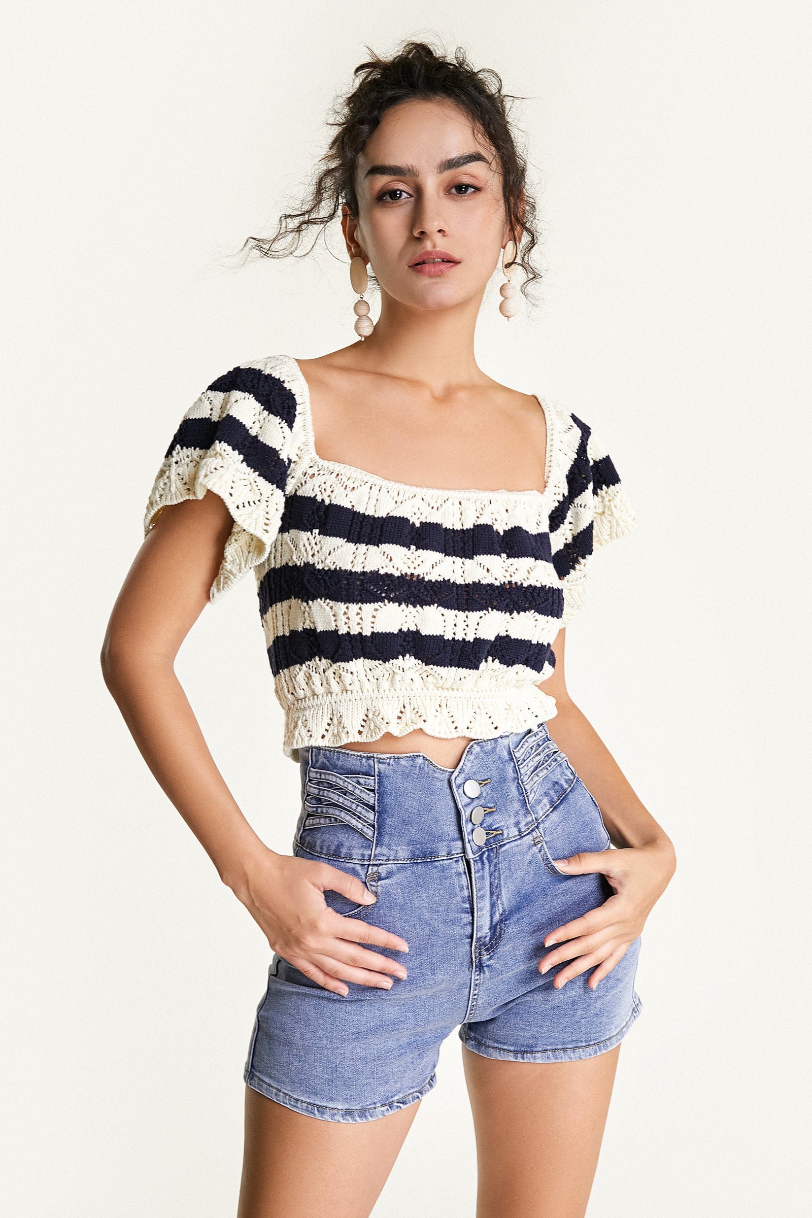 striped knit crop top