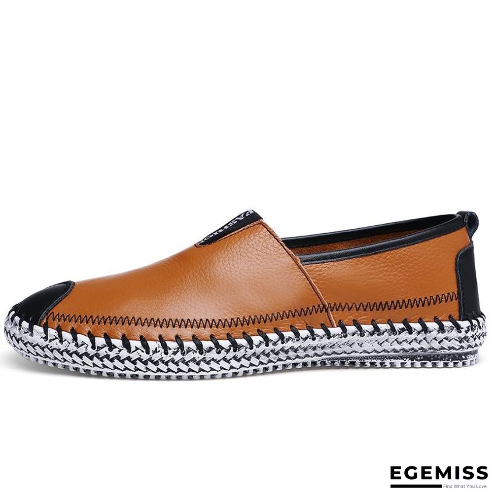 Men Breathable Comfortable Split Leather Men Loafers Flats Casual Shoes | EGEMISS