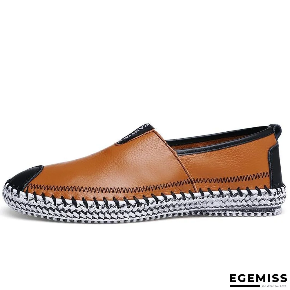 Men Breathable Comfortable Split Leather Men Loafers Flats Casual Shoes | EGEMISS