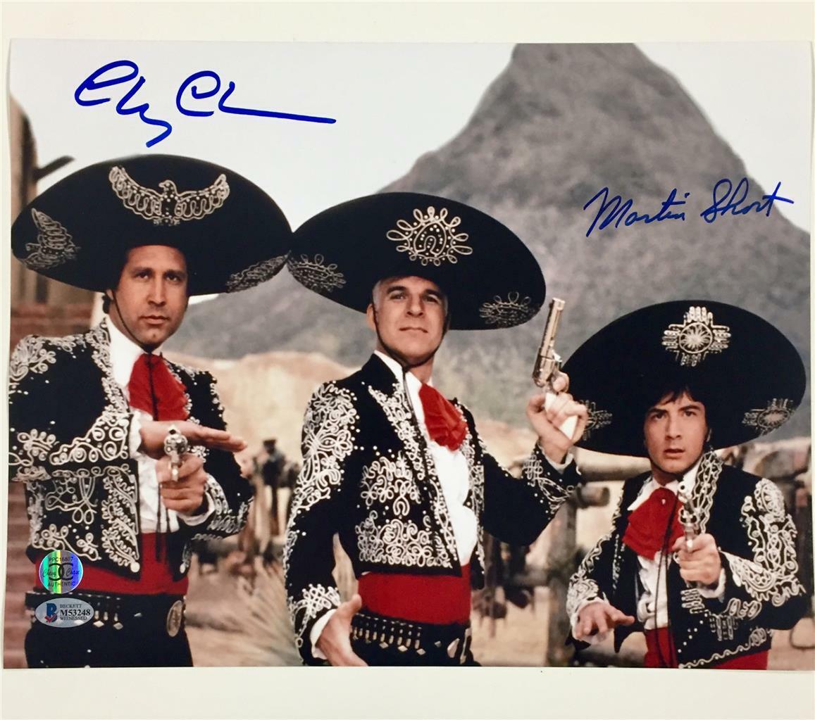 CHEVY CHASE & MARTIN SHORT signed 3 THREE AMIGOS 11x14 Photo Poster painting ~ Beckett BAS COA