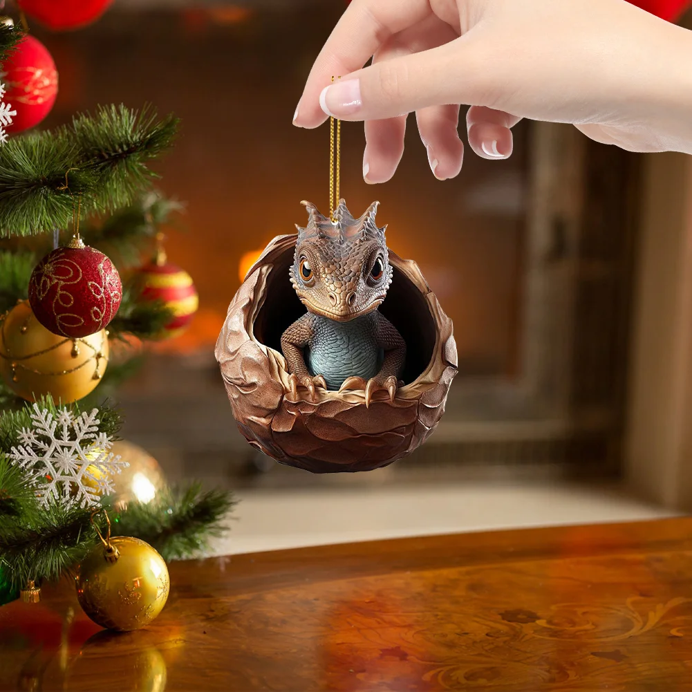 Christmas Dragon Baby Egg Ornaments Acrylic Dragon Egg Pendants for Car Backpack