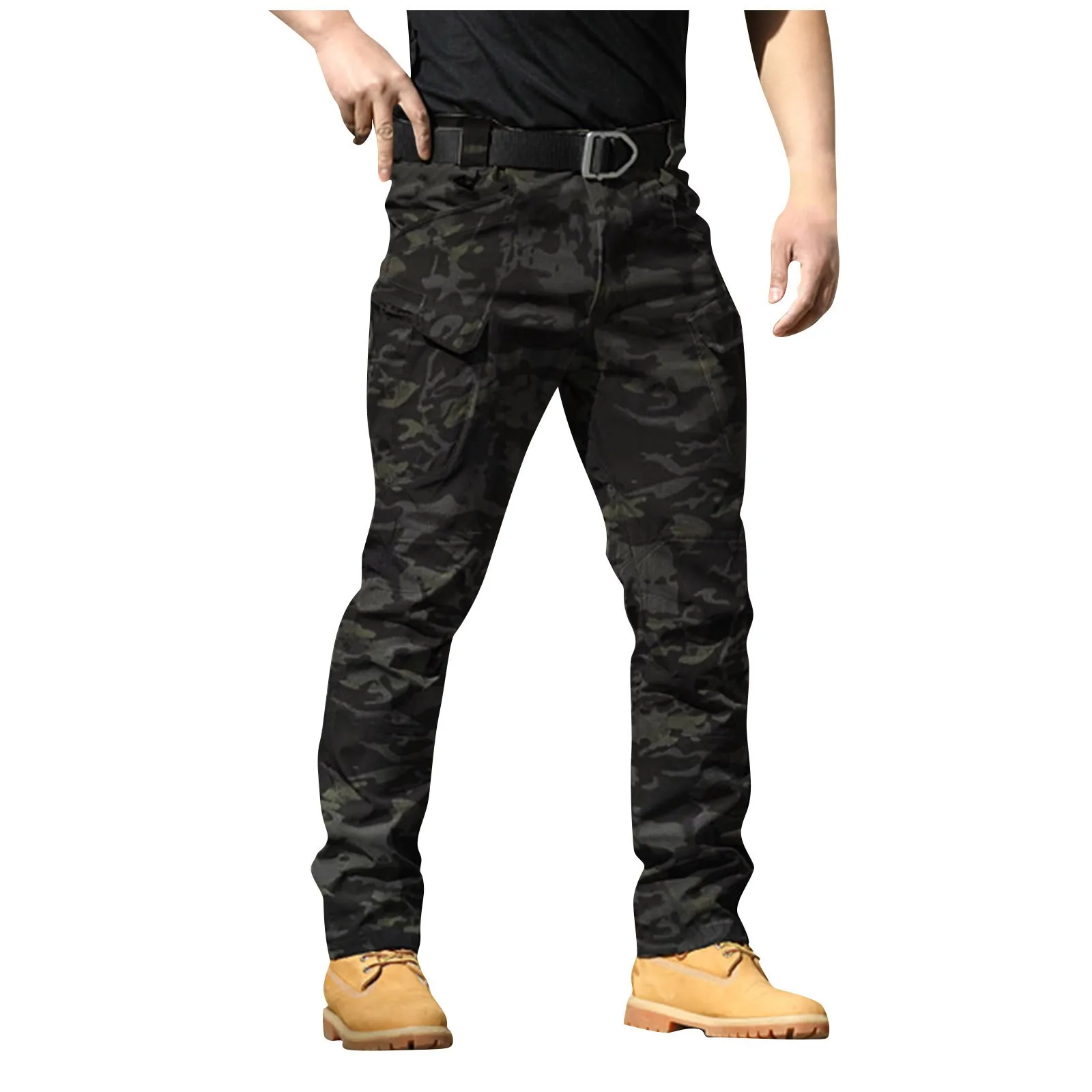 Topographys Men’s Military Cargo Pants – Multi Pocket Camo Training & Travel Trousers  