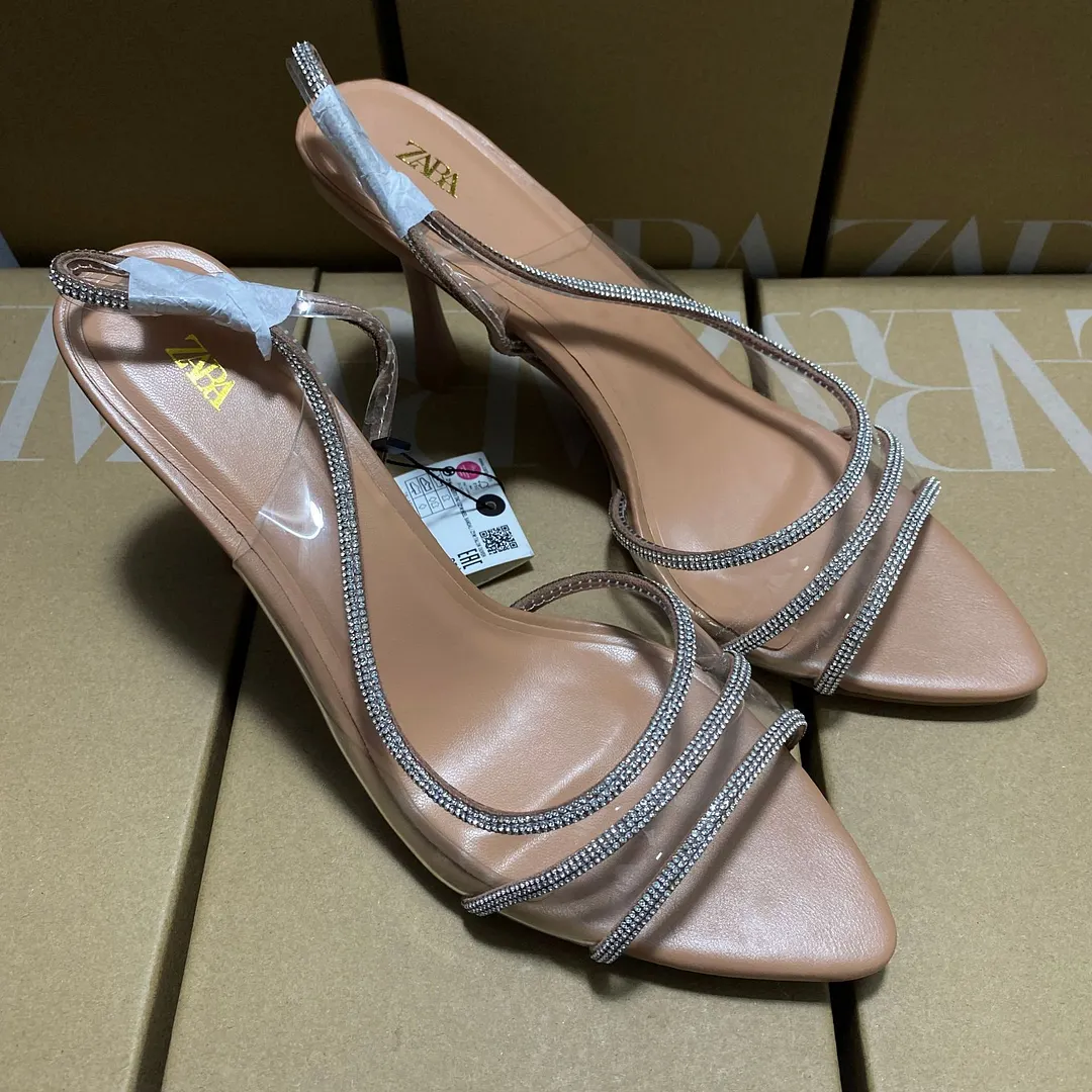Breakj Breakj Home 2025 New Women's Shoes Fashion Pointy Fish Mouth With Water Drill Fine High Heel And High Heel Lady
