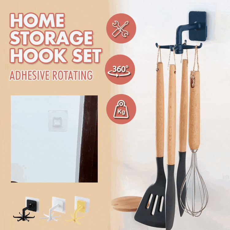 Adhesive Rotating Home Storage Hook Set 2.0