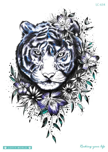 Sdrawing Transfer fake tattoo Waterproof Temporary Tattoo sticker men women Tiger wolf tattoo flash tatto arm tatoo makeup sticker