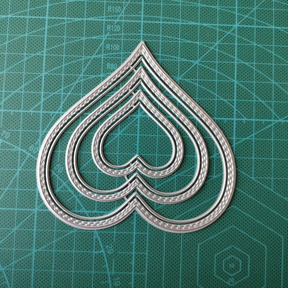 102X98mm 6Pcs Heart Hollow Frame Metal Steel Cutting Dies Stencil DIY Scrapbooking Paper Card Embossing Die Template