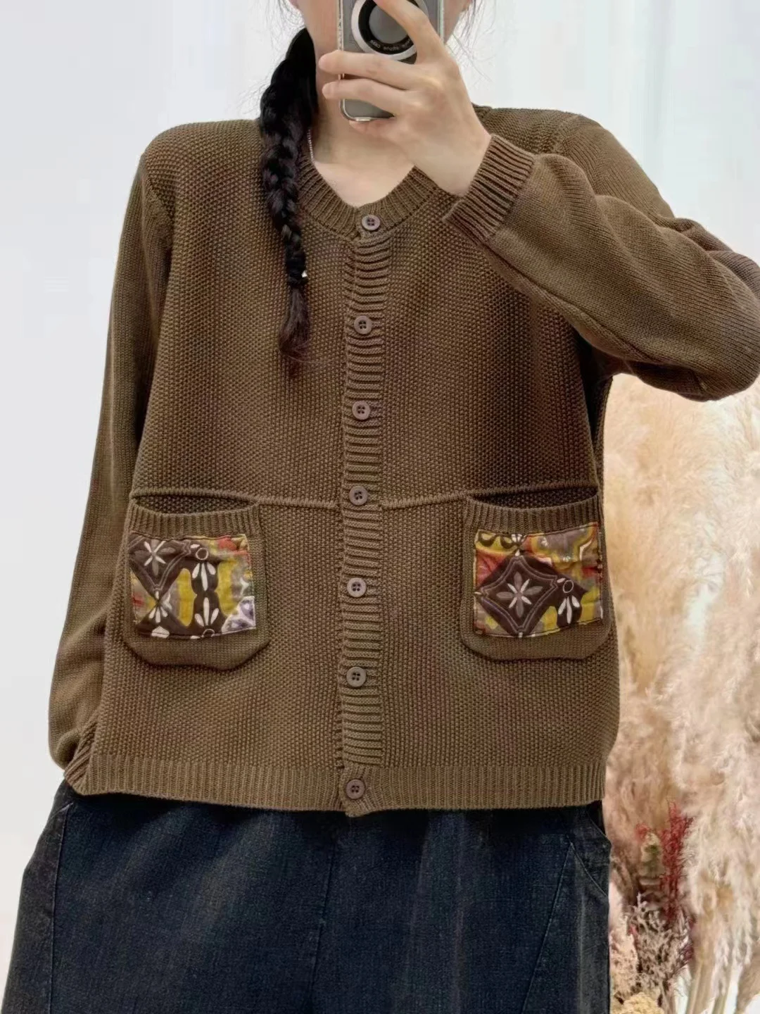 Chicfifth Sweater Women Winter Long Sleeve High Quality Autumn Vintage Top Knitted Cardigan