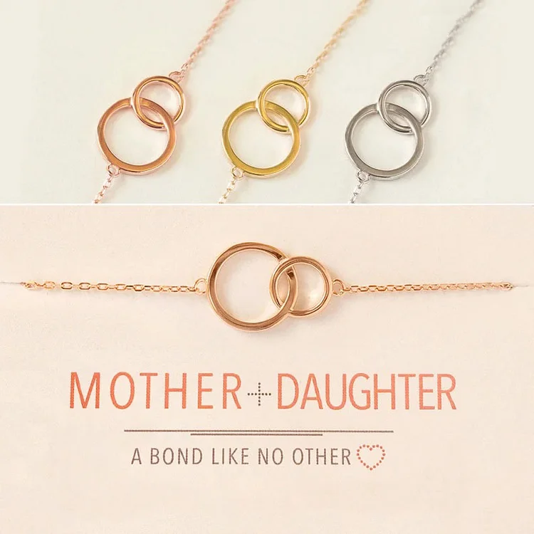 S925 Mother and Daughter Necklace Circle Linked Necklace Gifts for Her