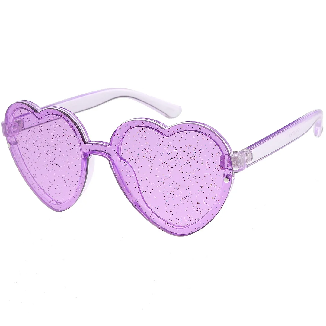 Women's Translucent Rimless Heart glasses Glitter Lens 52mm