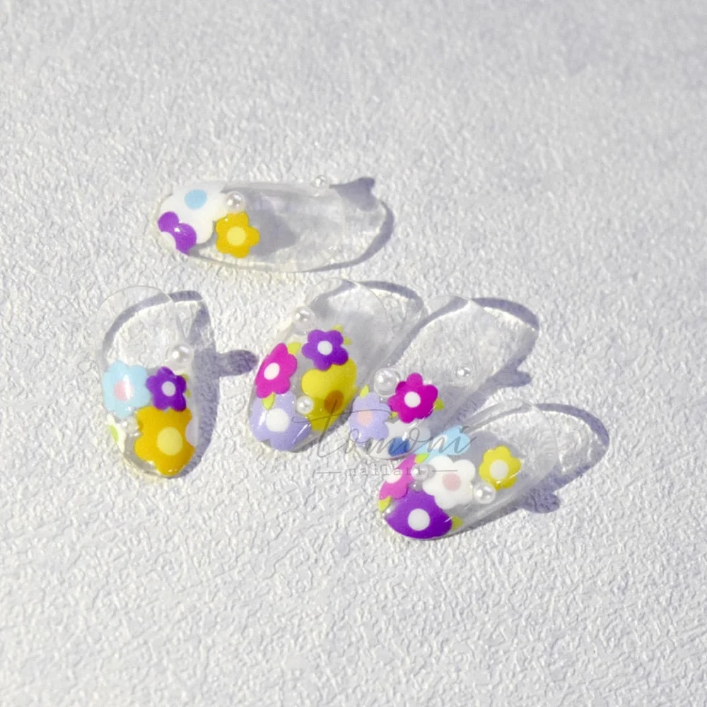 Beautizon Cute Image Flowers Leaves Cactus Nail Sticker 3D Engraved Nail Art Decorations Nail Decals Design