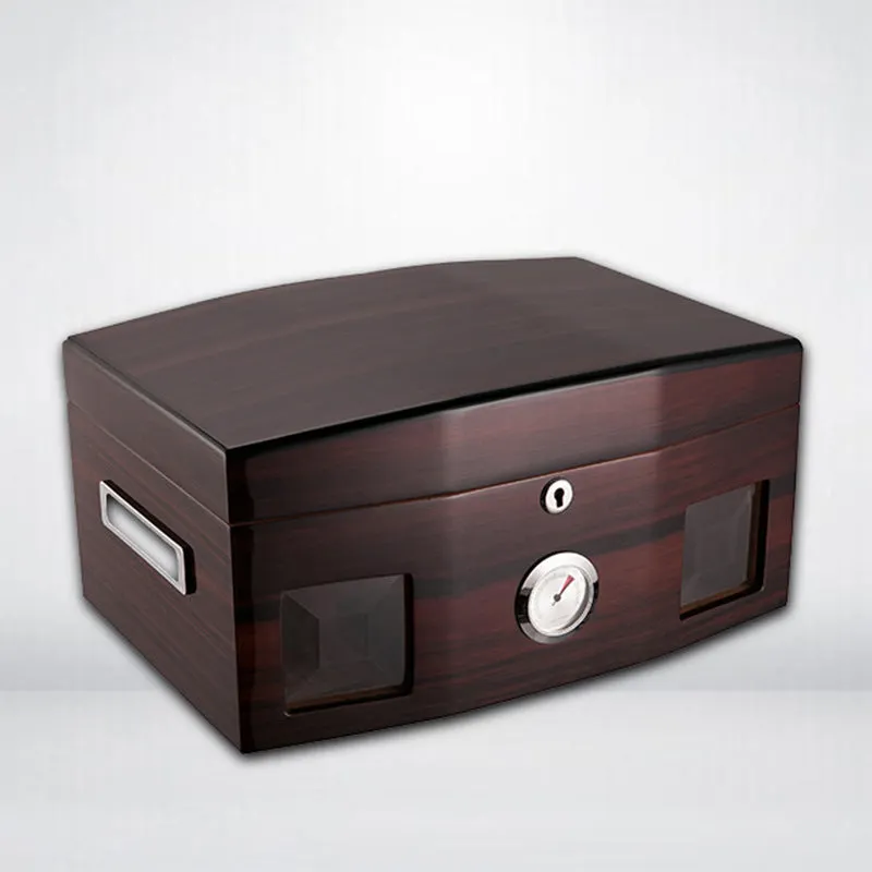 Lubinski Cigar Box Cedar Wood Piano Baking Varnish Transparent Visible Cigar Humidor Cigarette Case