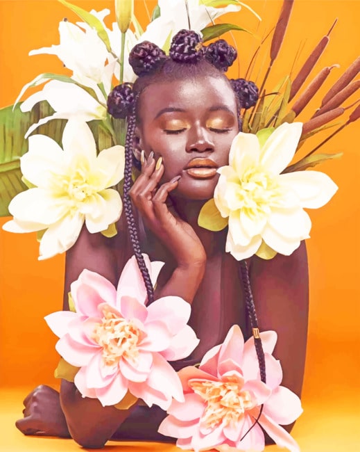 

Black Woman Flowers – Paint By Numbers - 40*50CM, 501 Original
