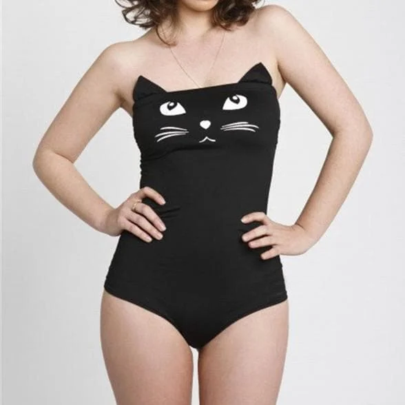 Cat Print One Piece Swimsuit SP1710127