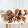 Autumn Vibe 3 Heads Burn Edge Artificial Stem Rose Flower