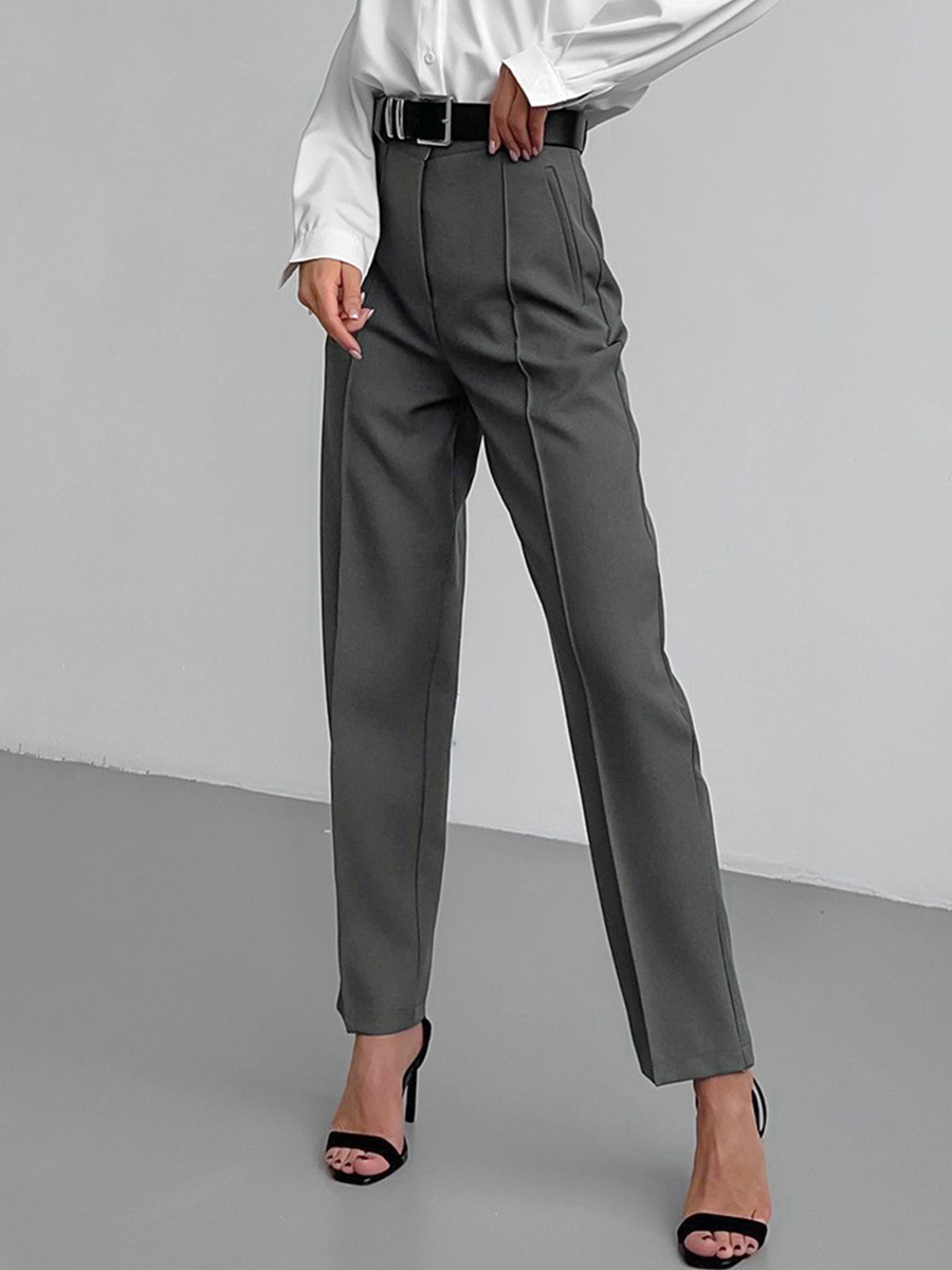 High Waist Solid Color casual Suit Pants