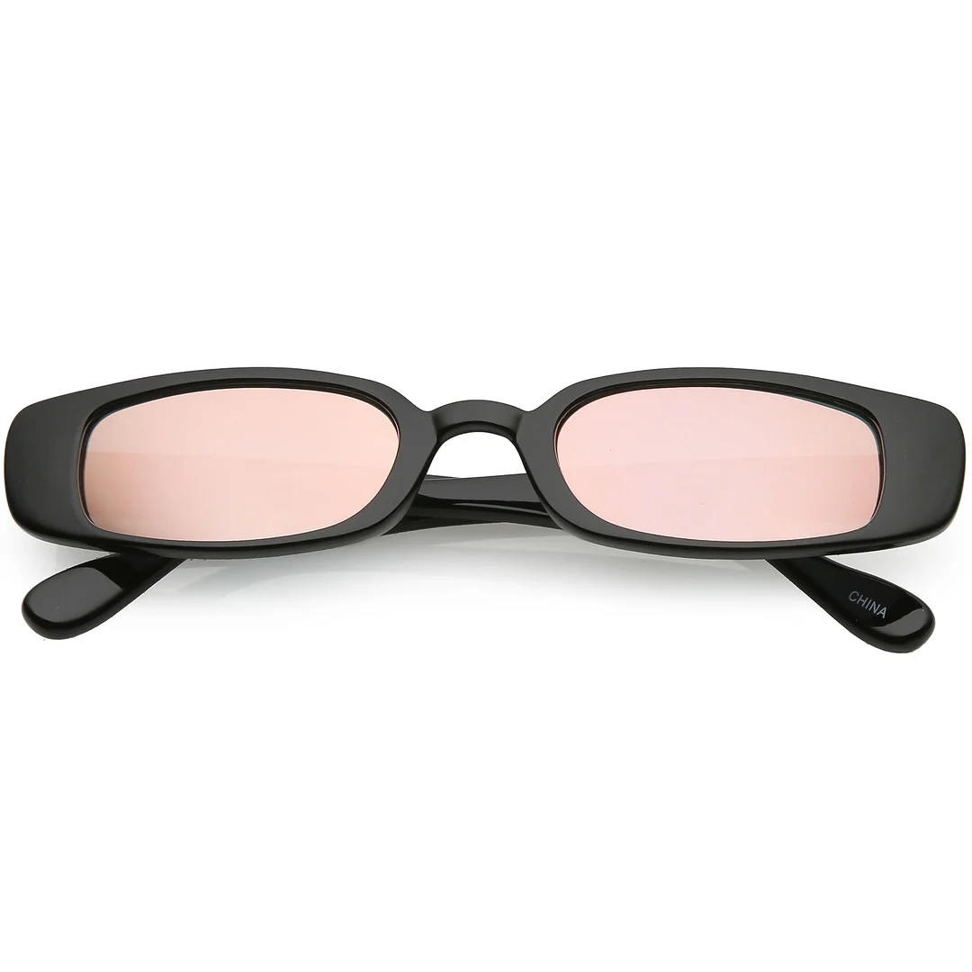 Extreme Thin Small Rectangle glasses Mirrored Lens 49mm