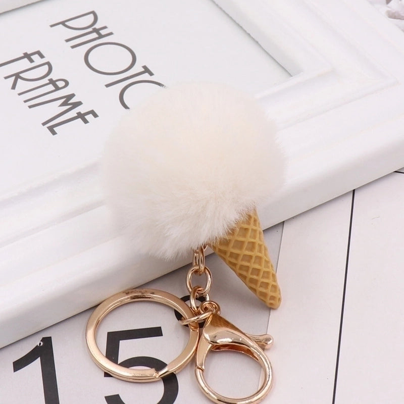 Cute Ice Cream Plush Women’s Bag Pendant Keychain