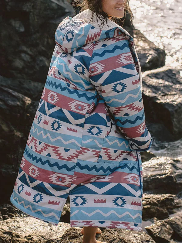 Ethnic wind color blocking outdoor warm women's cotton jacket