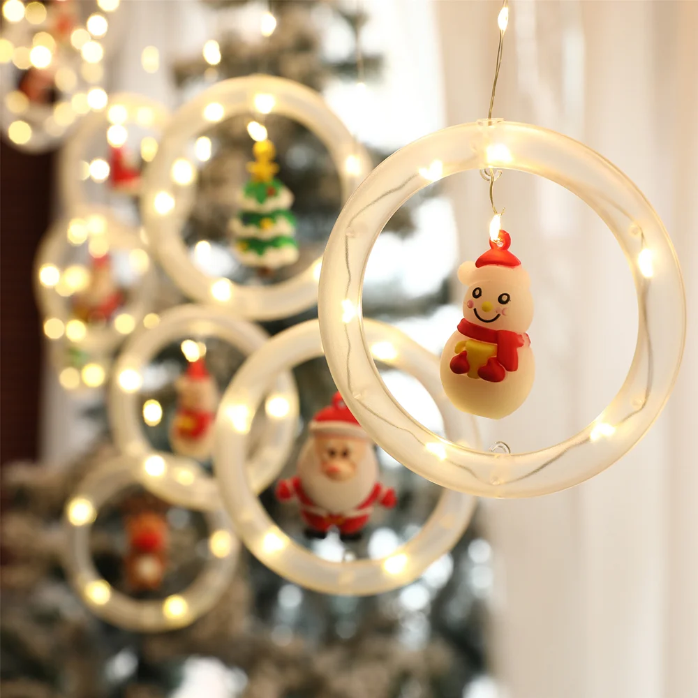 Christmas new ring doll ball LED light string decoration pendant