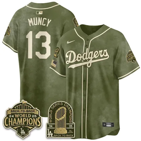 Youth Los Angeles Dodgers #13 Max Muncy Olive New Era 2026 Armed Forces Day Jersey