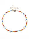 Boho Chic Rainbow Flower Beaded Necklace