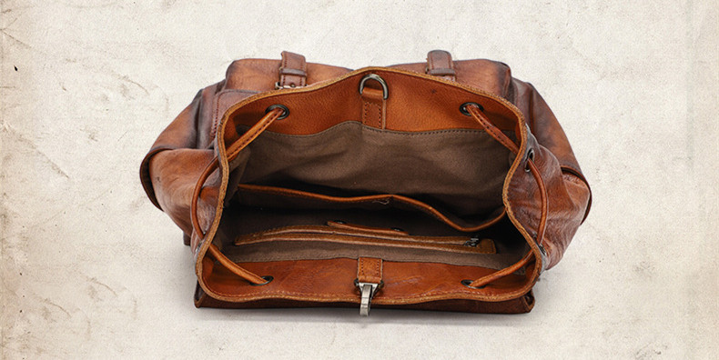 Capacity Display of Woosir Multi-pocket Leather Backpack