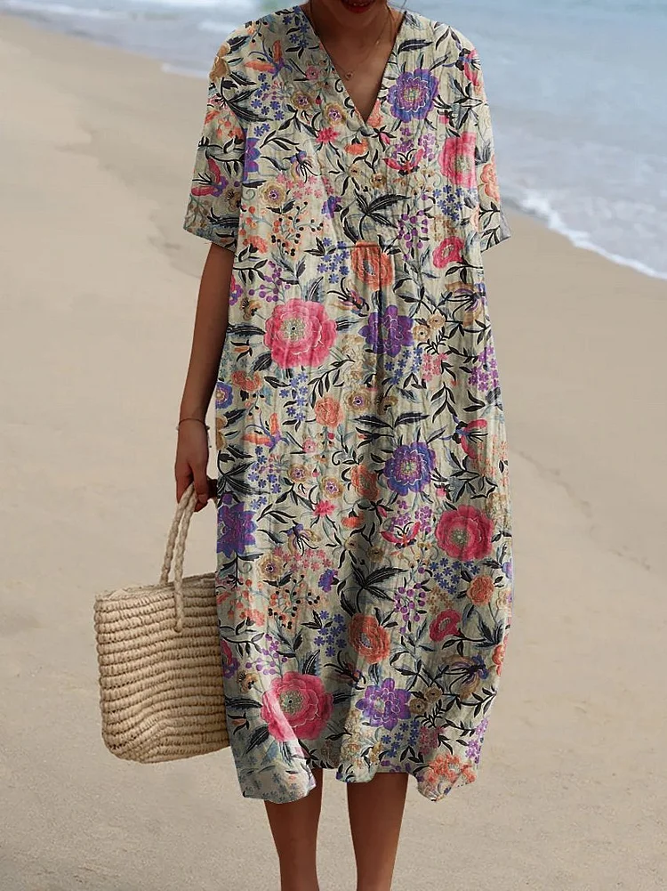 Women's  Flower Art Print  Casual Dress