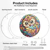 (25cm)DIY Acrylic Jigsaw Puzzle Window Hanging with Hanging Chain DIY Stained Glass Decoration Round Window Puzzle Decor for DIY Craft Project (Stained Glass Owl)