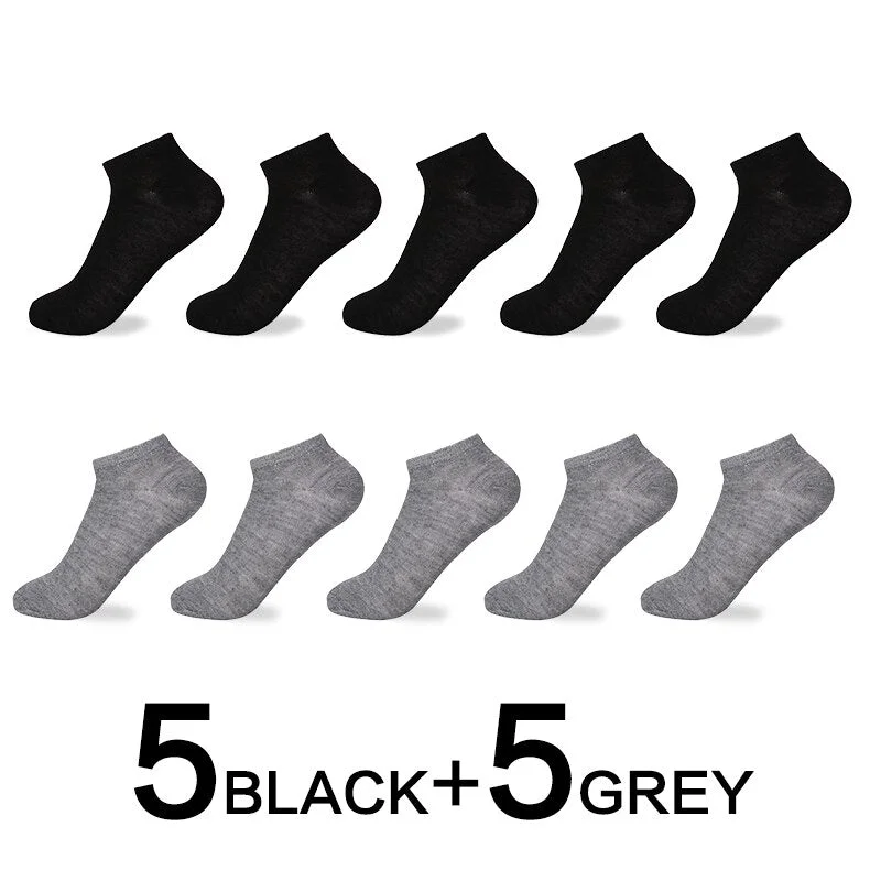 10 Pairs Women Breathable Socks Pack Solid Color Boat Socks Set Soft Comfortable Cotton Ankle Socks Lot White Black Gray