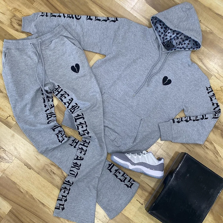 Trendy retro hip-hop hoodie two-piece set