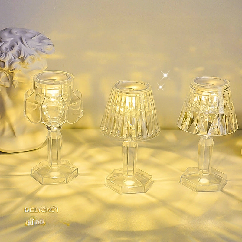 LED Hexagonal Crystal Small Desk Lamp Creative Night Light Dormitory Bedroom Bedside Lamp Atmosphere Lamp For Girlfriends Birthday Gift