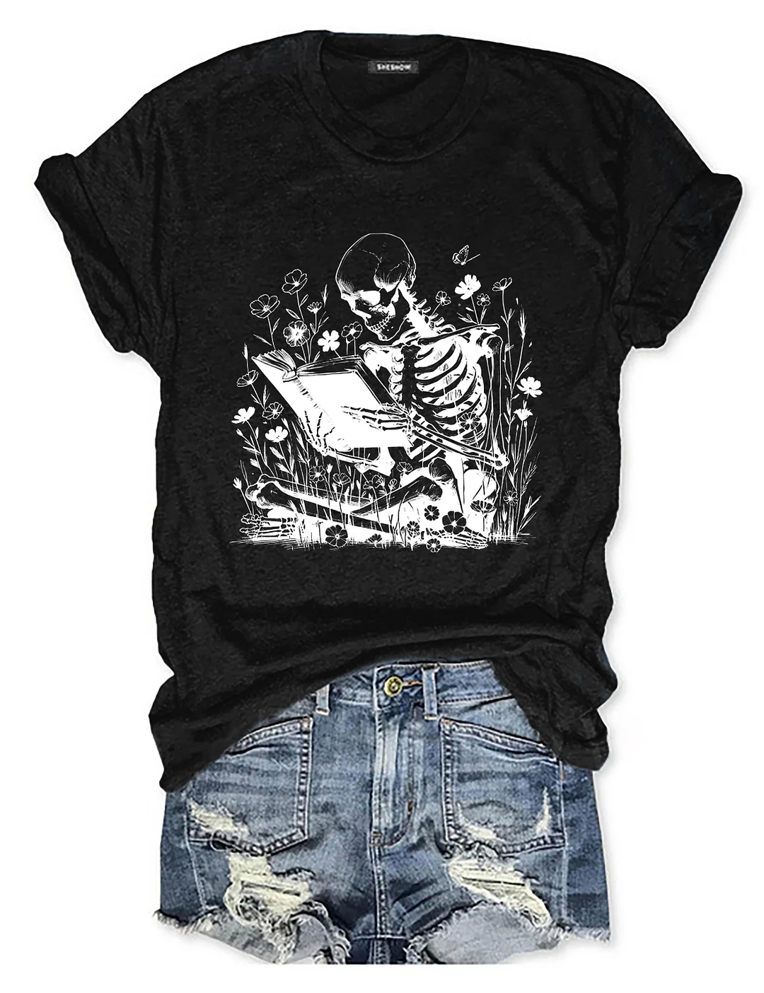 Book Reading Skeleton T-shirt