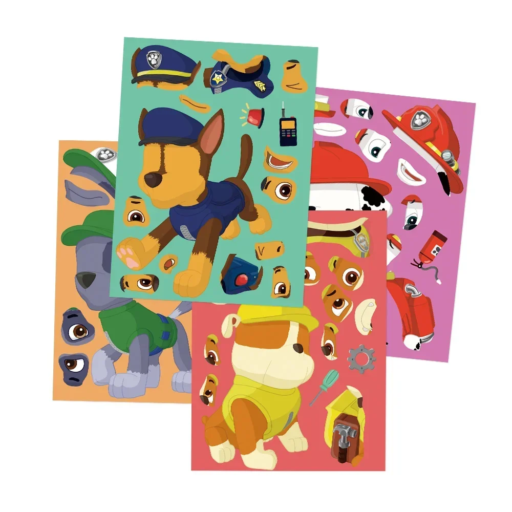 Tegooe 81648 Sheets Cartoon Dog Make-a-Face Puzzle Stickers - DIY Assemble Decals for Kids