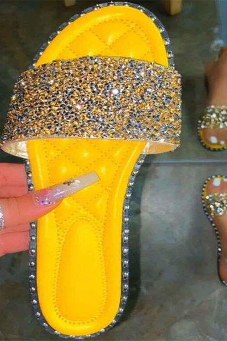 Casual Solid Round Toe Shiny Slippers
