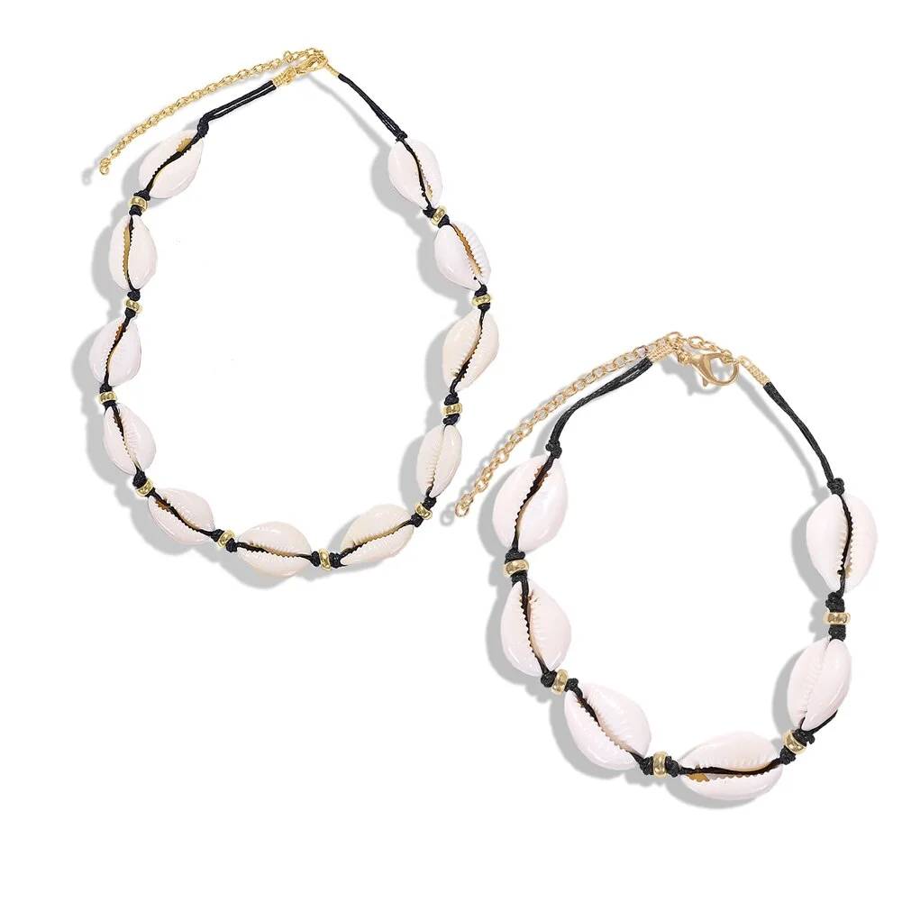 Dvacaman Bohemian Summer Handmade Shell Rope Chain Bracelet for Women Girl Beach Seashell Bracelet Jewelry Party Gifts Wholesale