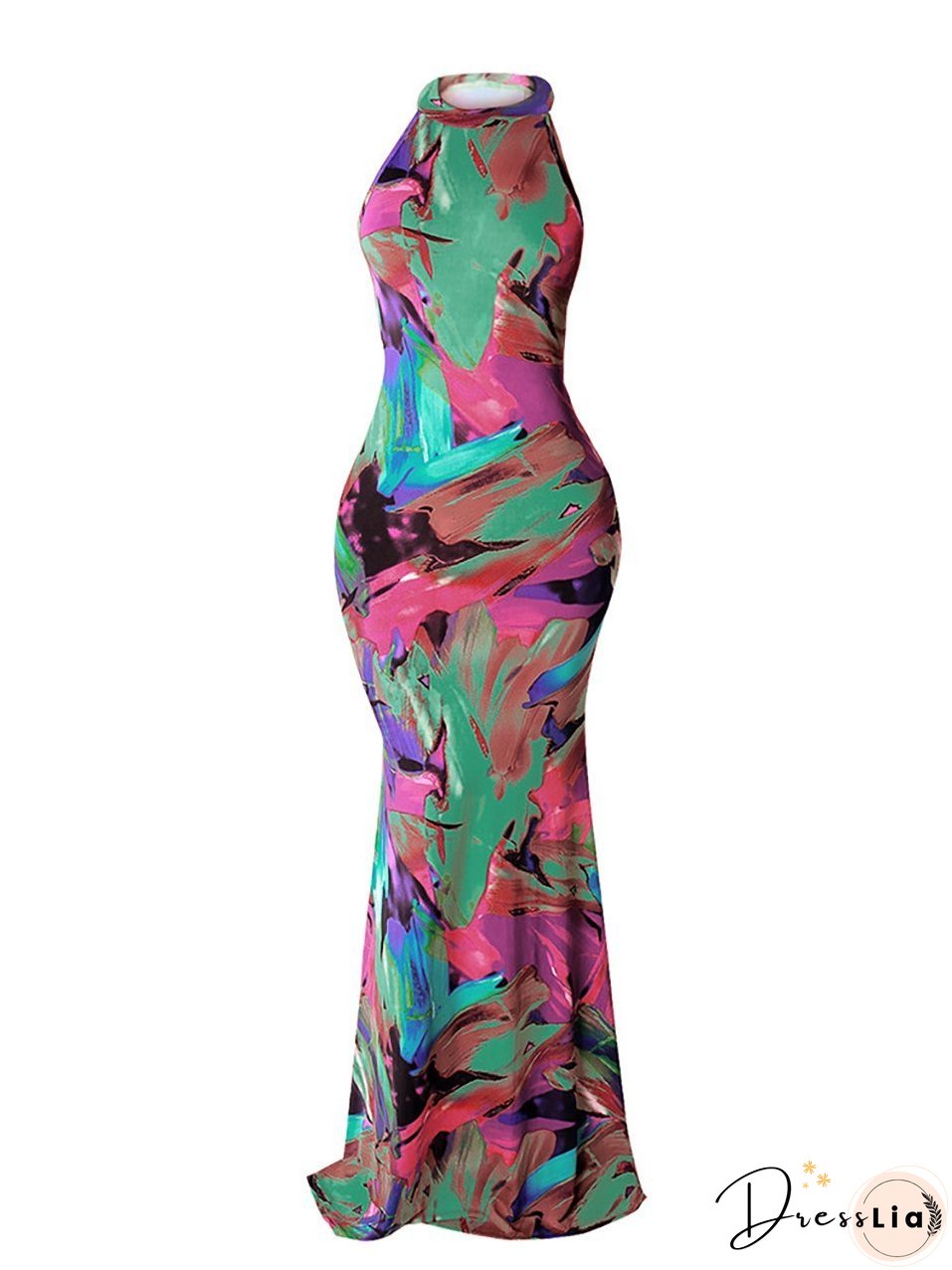 Slim Print Beach Evening Maxi Dress for Women