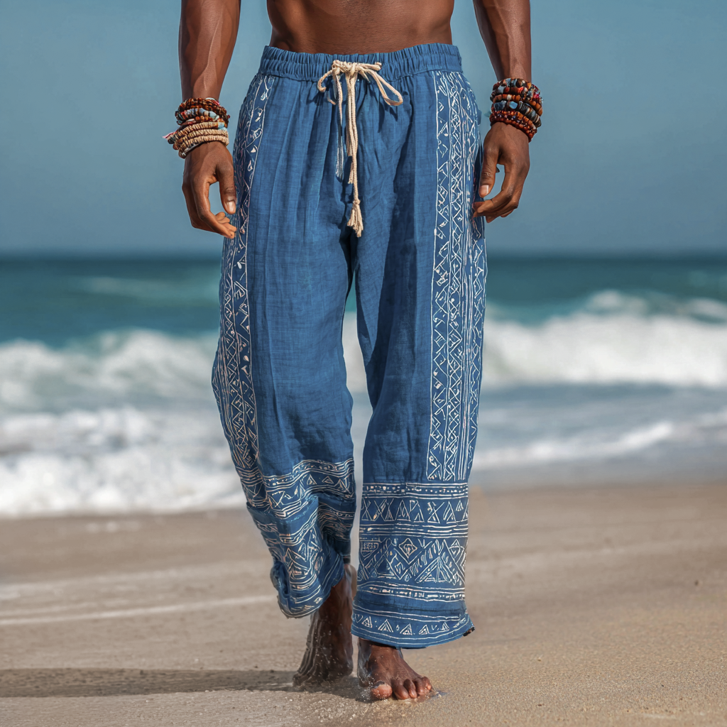 Men's Viking Summer Bohemian Vintage Tribal Ethnic Totem Casual Pants / Rvogue / Rvogue