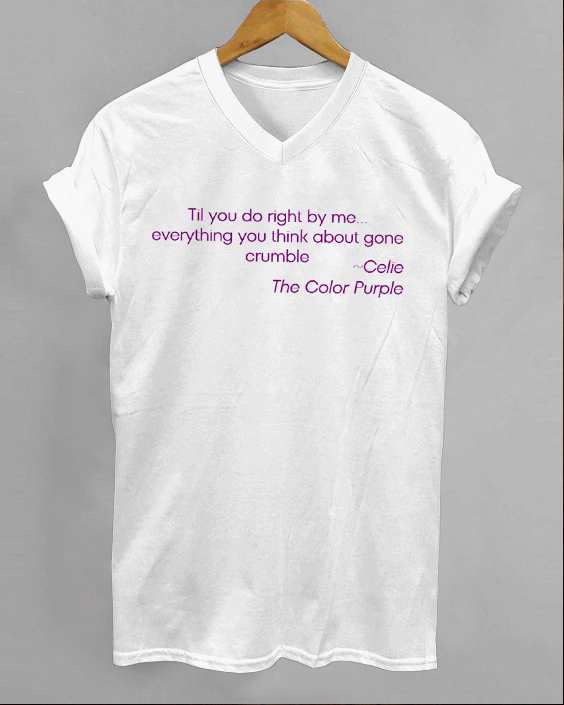 Color Purple Movie Instant V-neck Short Sleeve Shirt