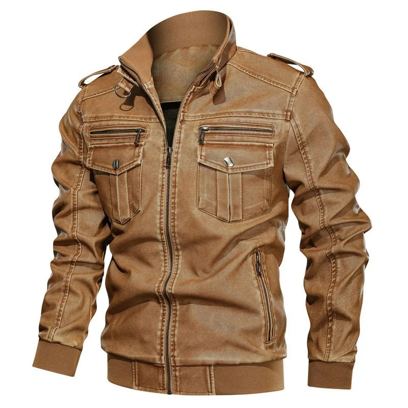 Men's Dual-Pocket Leather Jacket