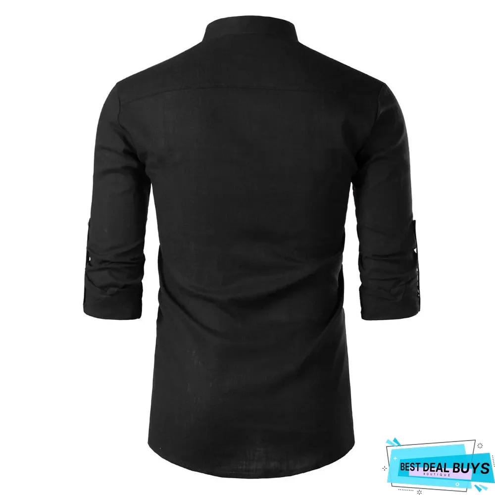 Lapel Neck Button Casual Solid Color Shirt