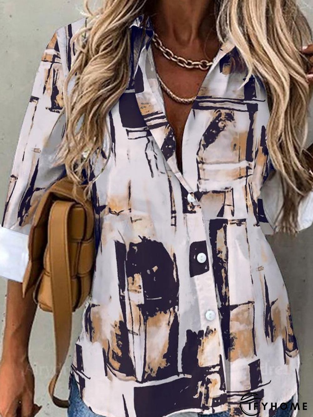 Random Print Casual Loose Blouse | IFYHOME