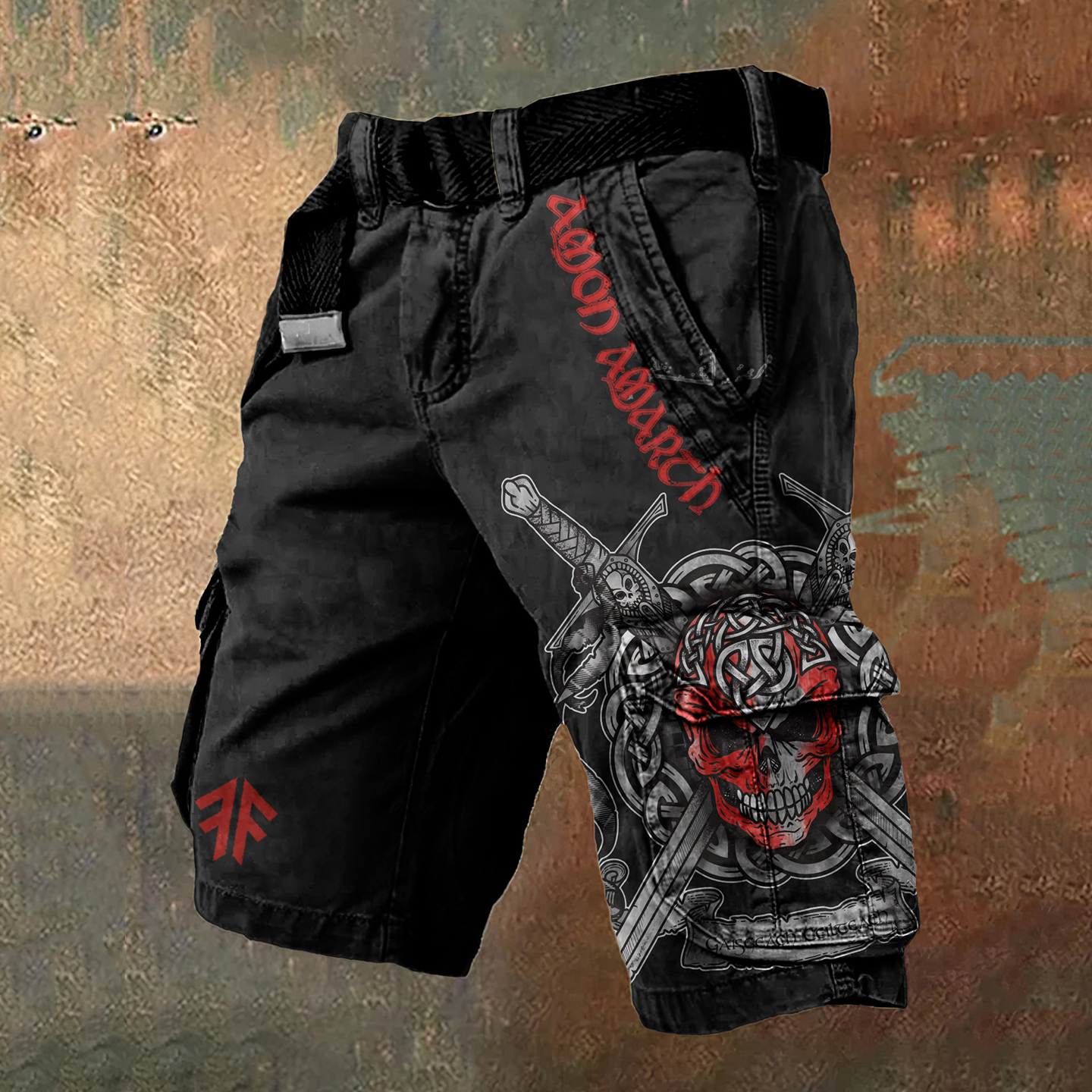 Retro Viking Amon Amarth Skull Celtic Warrior Art Men's Cargo Shorts / Rvogue / Rvogue