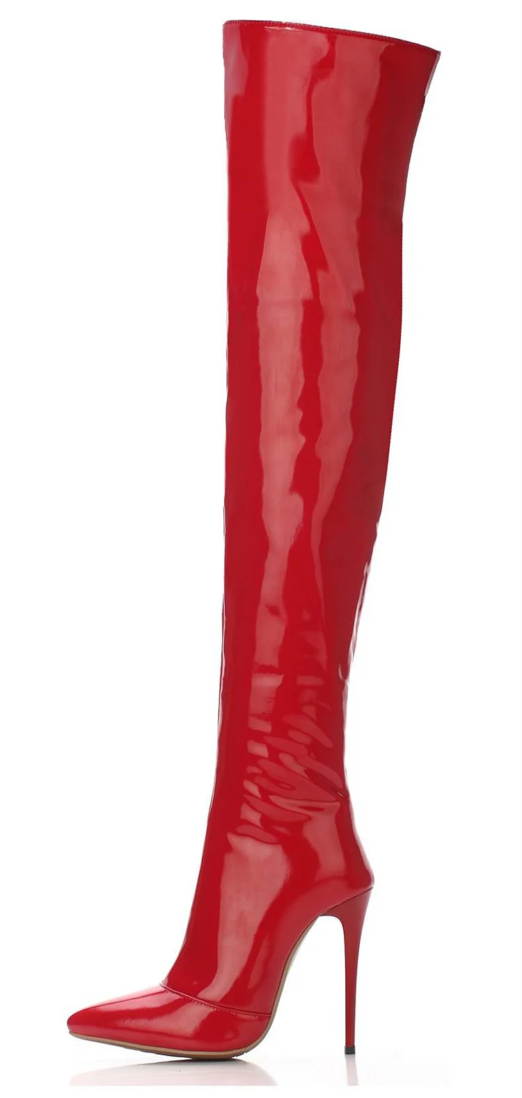Red Patent Leather Over-the-knee Stiletto Heel Long Boots Vdcoo