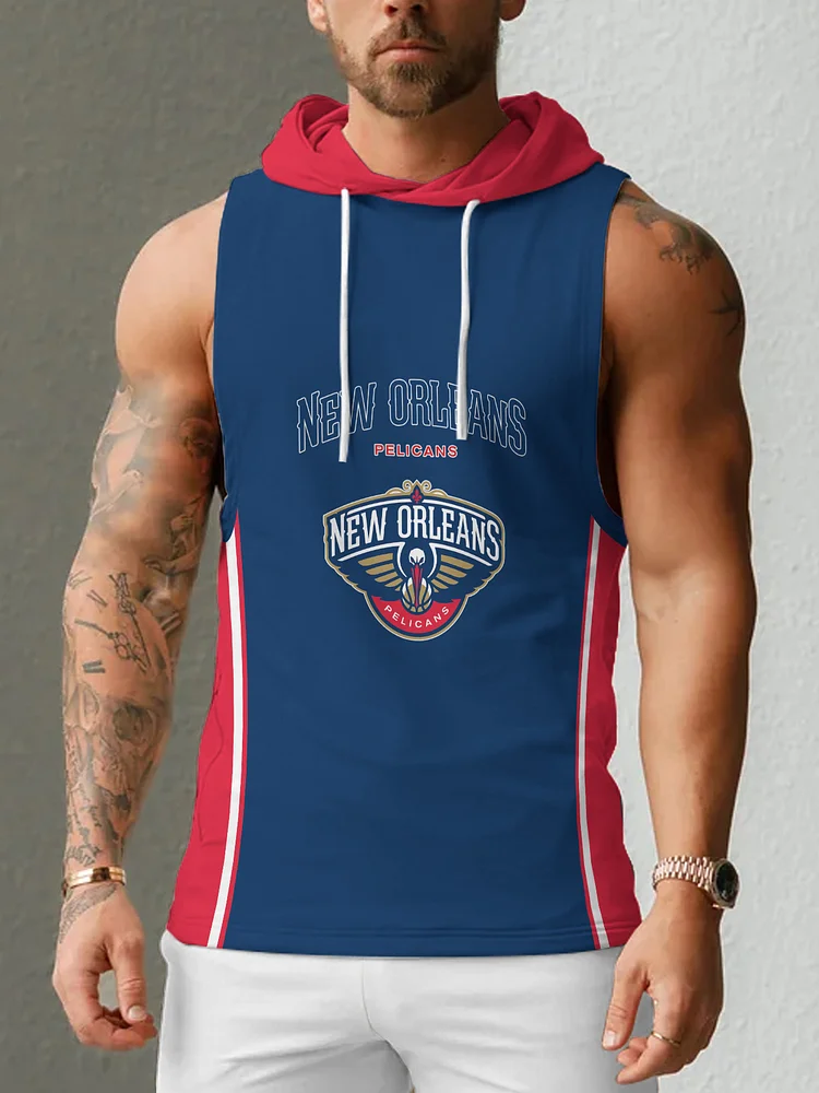 New Orleans Pelicans Men's Casual Comfy Sleeveless Hooded Tank Top