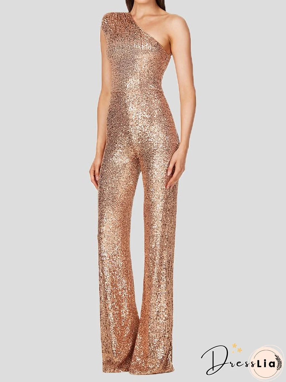 Women'S Jumpsuits One-Shoulder Sequined Slim-Fit Jumpsuit